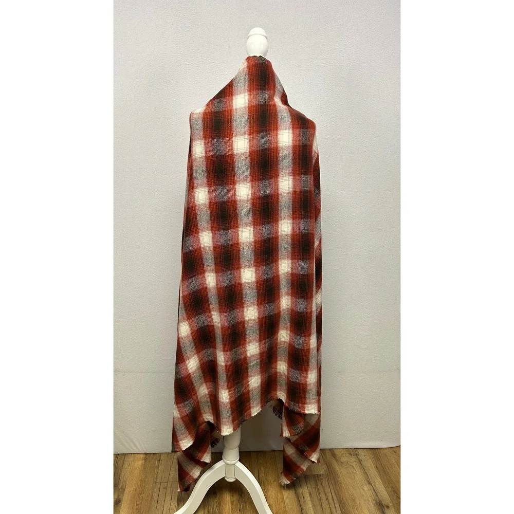 Fall Cabin Core Womens OS Red Plaid Oversized Blanket Scarf Wrap
